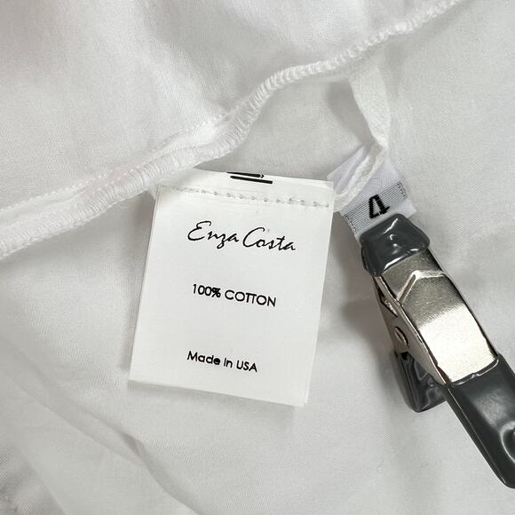 ENZA COSTA Tiered Maxi Skirt Womens XL White Cotton Full Pull On Boho Beachy NEW - Picture 13 of 16